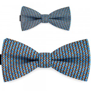 Papioane tată fiu, albastru metalic,  imprimeu Houndstooth